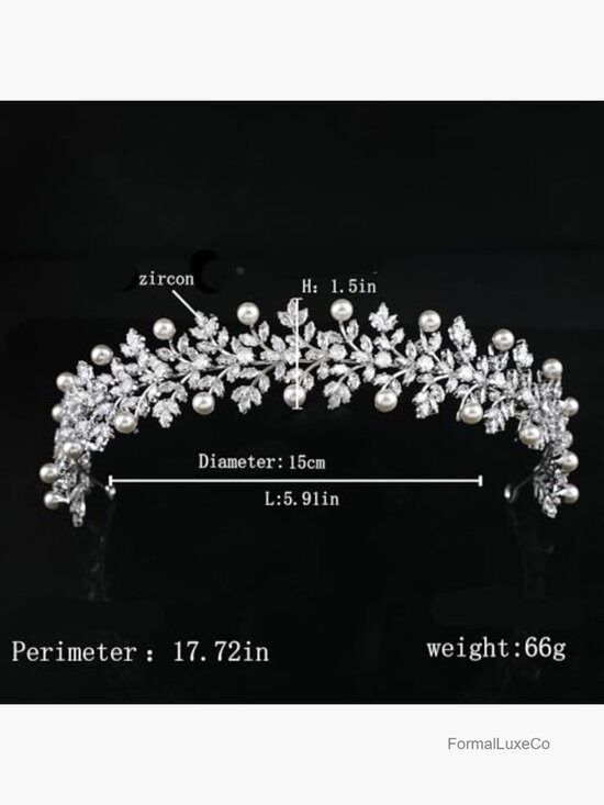 Leaf CZ Pearl Bridal Headband Tiara Wedding Hair Piece Bride main image 4